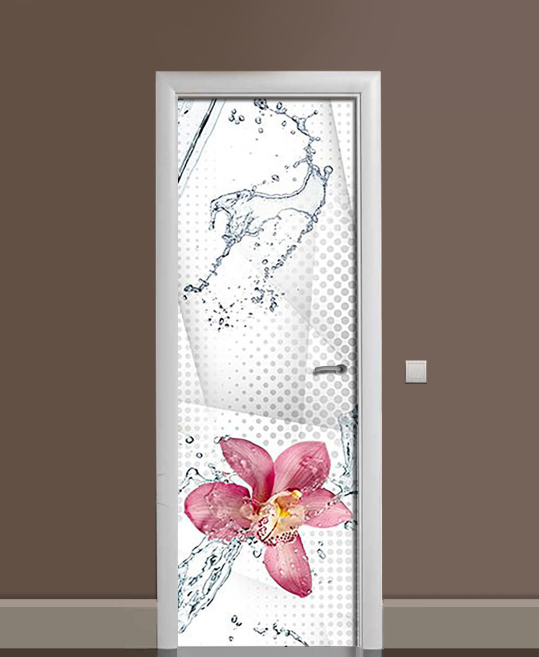 Наліпка на дверь Zatarga «Слёзы орхидеи» 650х2000 мм виниловая 3Д Наліпка декор самоклеящаяся