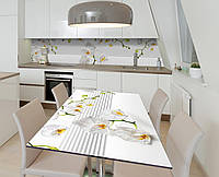 Наклейка 3Д виниловая на стол Zatarga «Орхидеи в объёмах» 600х1200 мм для домов, квартир, столов, кофейн, кафе