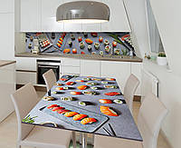 Наклейка 3Д виниловая на стол Zatarga «Суши сет» 600х1200 мм для домов, квартир, столов, кофейн, кафе