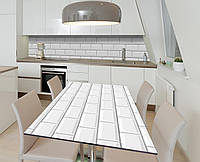 Наклейка 3Д виниловая на стол Zatarga «Белый кафель» 650х1200 мм для домов, квартир, столов, кофейн, кафе
