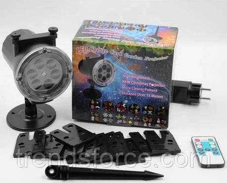 Лазерний вуличний проєктор диско Laser Light Star Shower 518 With Remote з касетами 12 штук 184395, фото 1