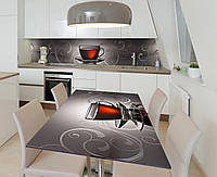 Наклейка 3Д виниловая на стол Zatarga «Чашка чёрного чая» 600х1200 мм для домов, квартир, столов, кофейн, кафе
