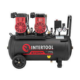Малошумний безмасляний компресор INTERTOOL PT-0027, 4-х циліндровий компресор об'ємом 50 л, потужністю 2,2 кВт pwtl