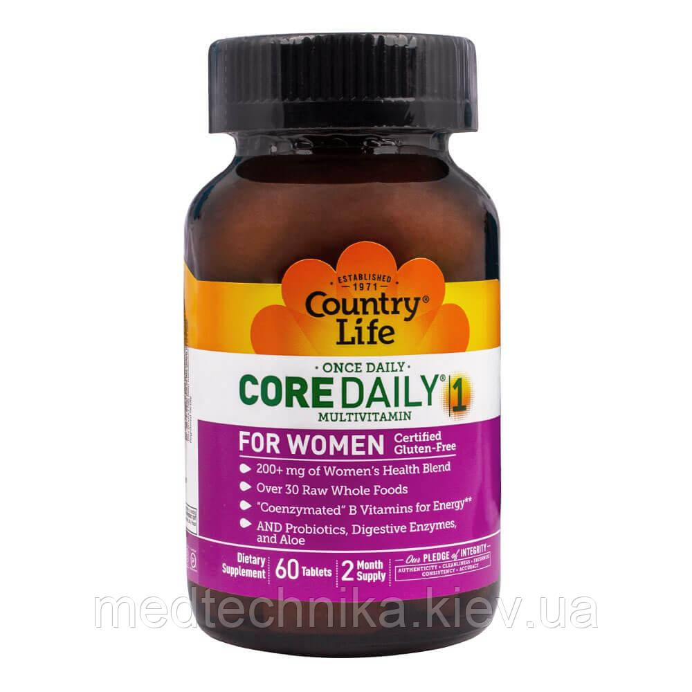 Мультивітаміни для жінок Кор Дейлі 1, 60 таблеток, Country Life, фото 1