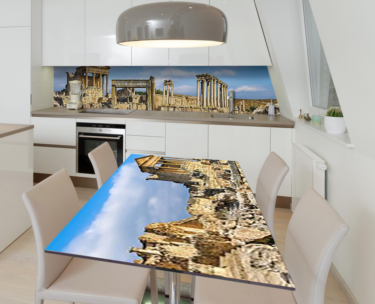 Наліпка 3Д вінілова на стіл Zatarga «Руїни античності» 600х1200 мм для будинків, квартир, столів, кофеєнь,