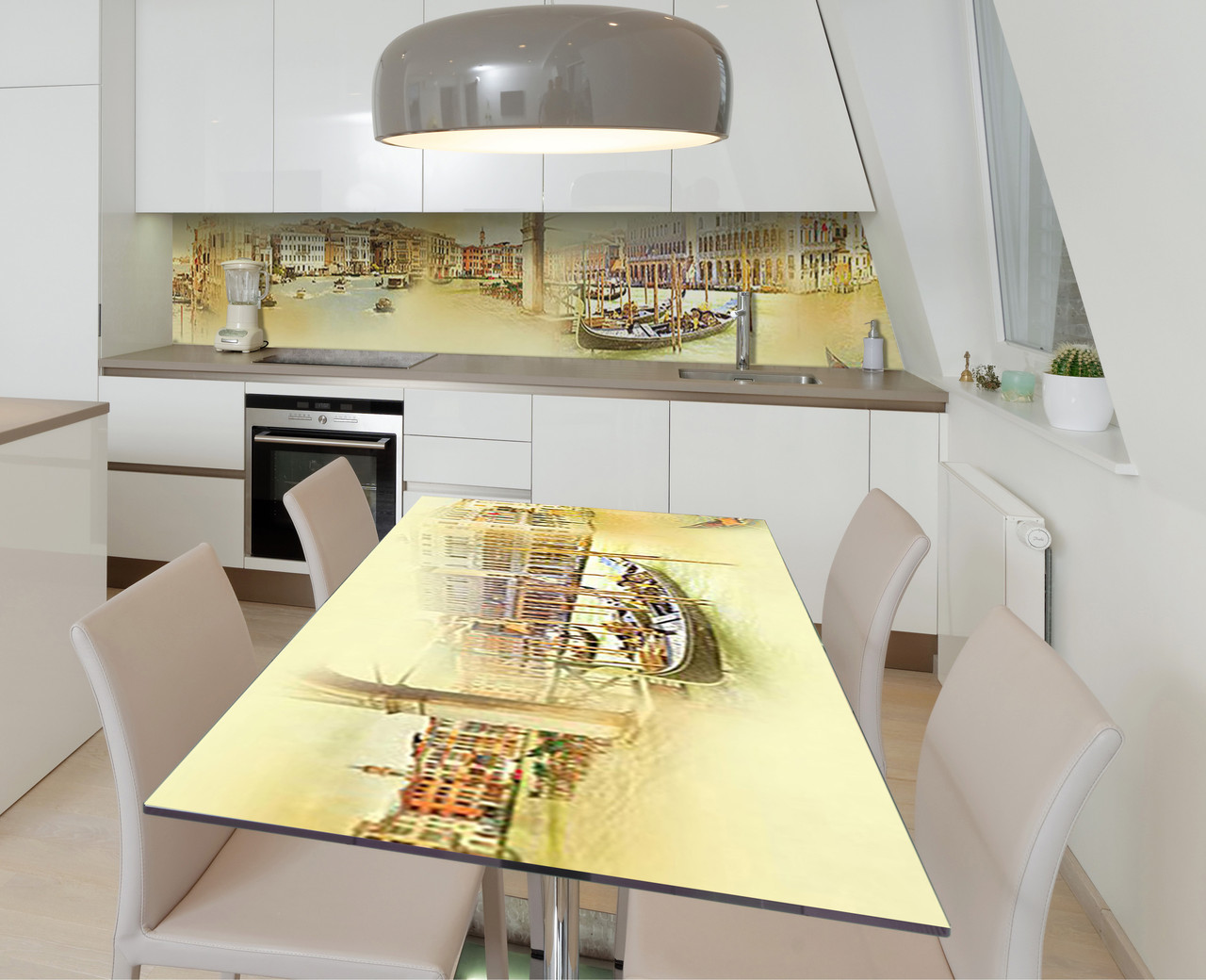 Наліпка 3Д виниловая на стол Zatarga «Гондолы Венеции» 600х1200 мм для домов, квартир, столов, кофейн, кафе