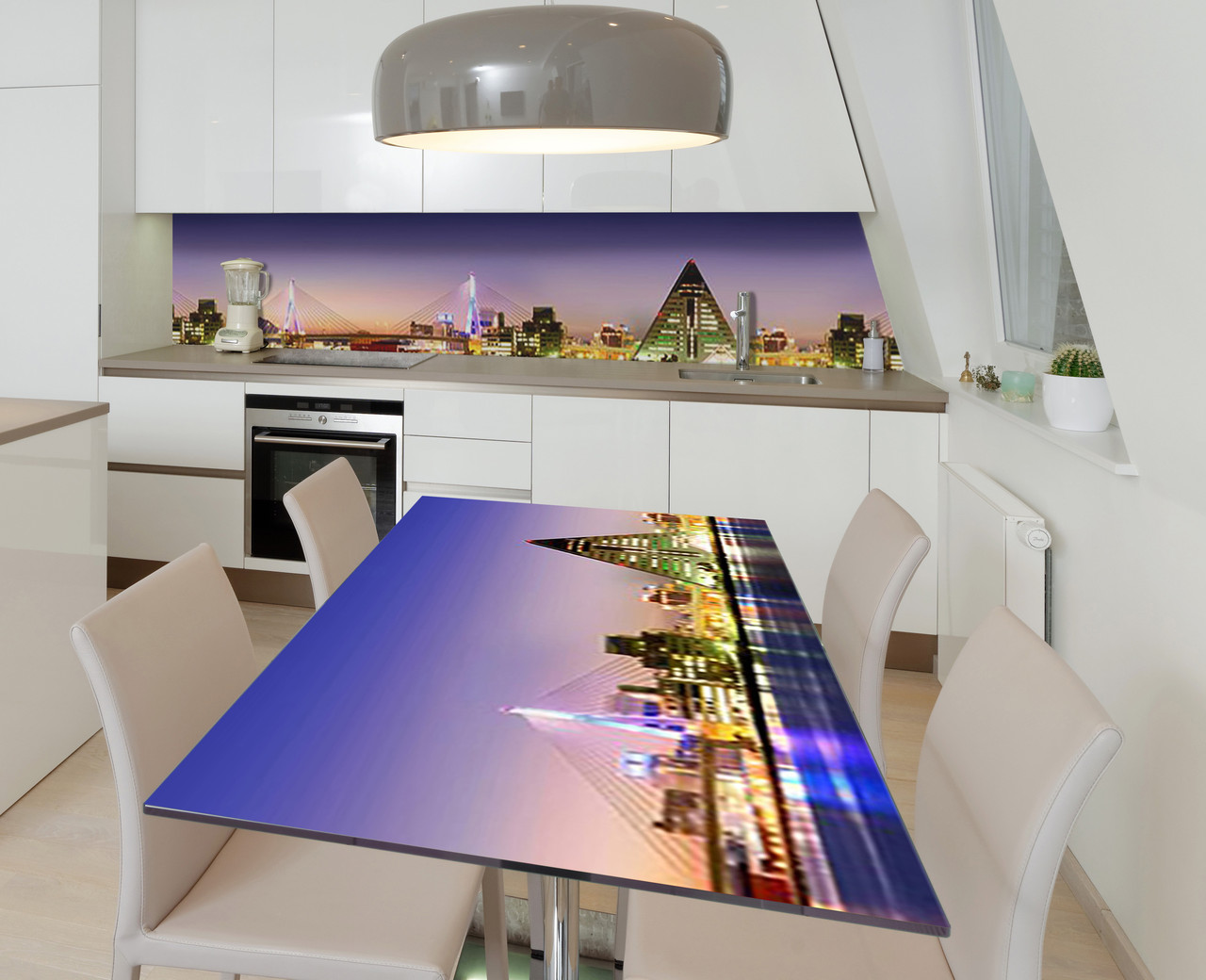 Наліпка 3Д виниловая на стол Zatarga «Сияющие мосты» 600х1200 мм для домов, квартир, столов, кофейн, кафе