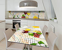 Наклейка 3Д виниловая на стол Zatarga «Красно-жёлтый тандем» 600х1200 мм для домов, квартир, столов, кофейн,