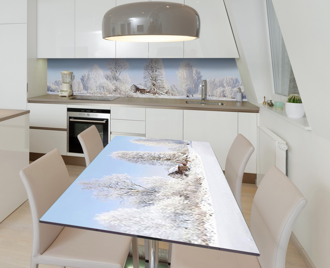 Наліпка 3Д вінілова на стіл Zatarga «Зимова сивина» 600х1200 мм для будинків, квартир, столів, кофеєнь, кафе, фото 1