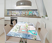 Наклейка 3Д виниловая на стол Zatarga «Кашпо с подснежниками» 600х1200 мм для домов, квартир, столов, кофейн,