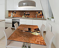 Наклейка 3Д виниловая на стол Zatarga «Вино и сыр» 650х1200 мм для домов, квартир, столов, кофейн, кафе