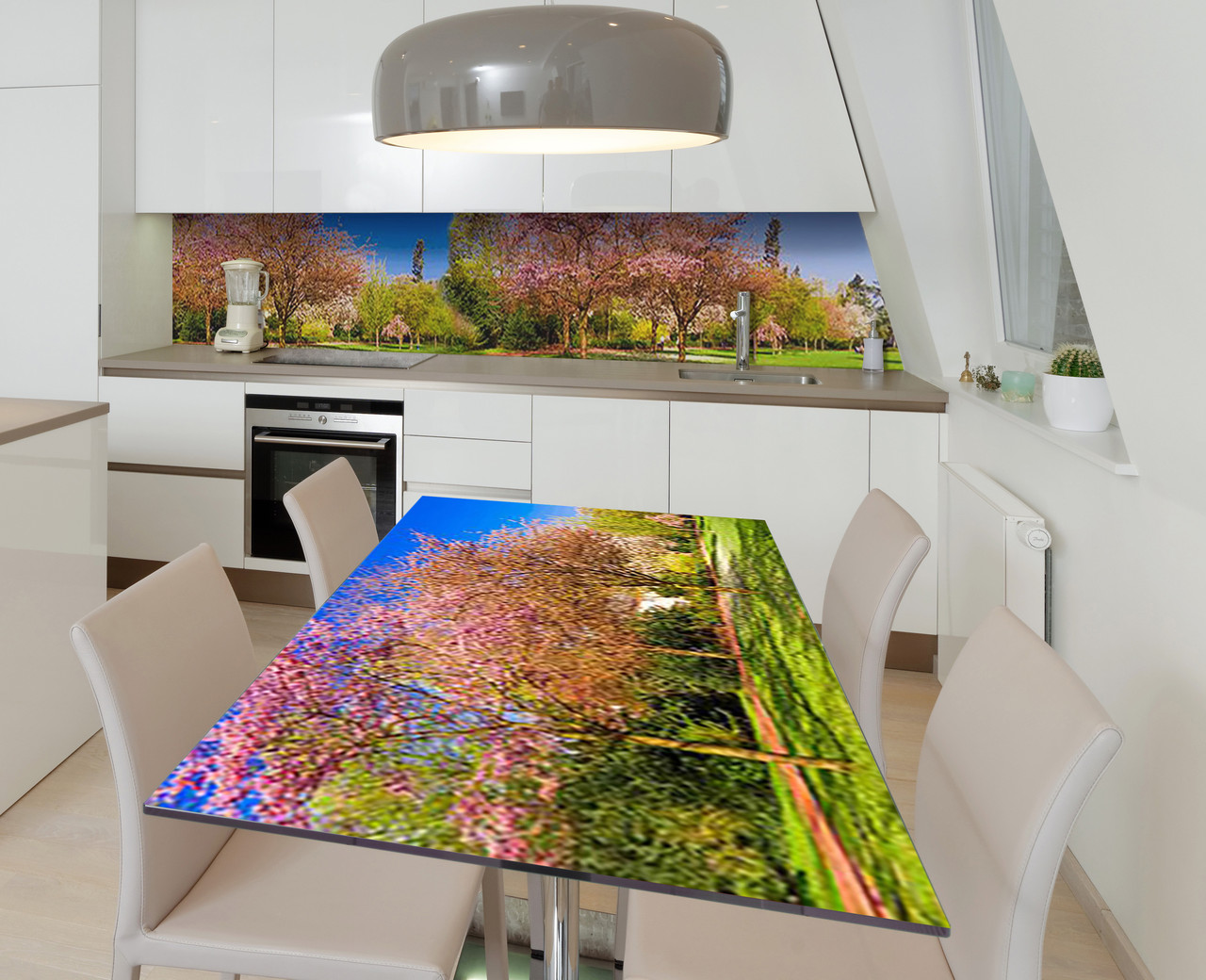 Наліпка 3Д виниловая на стол Zatarga «Цветущие сакуры» 600х1200 мм для домов, квартир, столов, кофейн, кафе