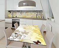 Наклейка 3Д виниловая на стол Zatarga «Светлые пятилистники» 600х1200 мм для домов, квартир, столов, кофейн,