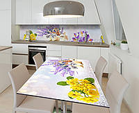 Наклейка 3Д виниловая на стол Zatarga «Цветочное мыло» 600х1200 мм для домов, квартир, столов, кофейн, кафе
