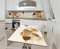 Наклейка 3Д виниловая на стол Zatarga «Вышивка гладью» 600х1200 мм для домов, квартир, столов, кофейн, кафе