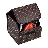 Органайзер для багажника автомобіля з кришкою, Екошкіра, Розмір S, Brown rhomb
