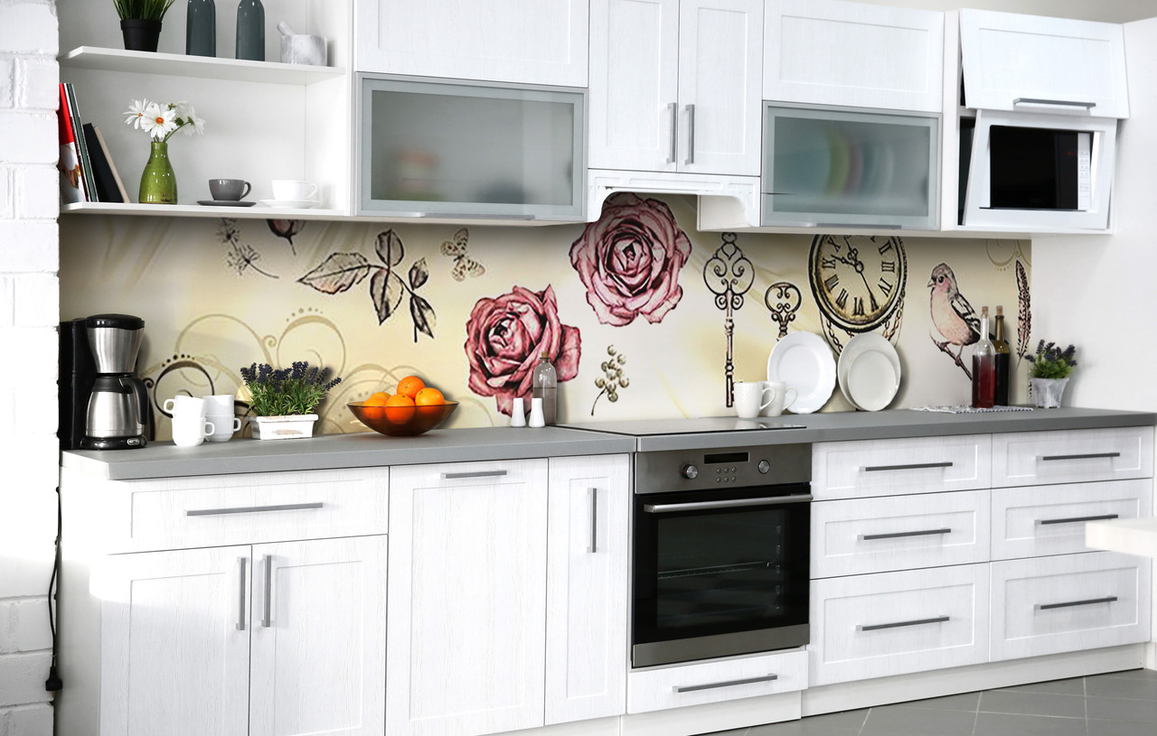 Скинали на кухню Zatarga Ключі від серця 2000х600 мм вінілова 3Д Наліпка кухонний фартух самоклеюча