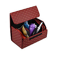 Органайзер для багажника автомобіля з кришкою, Екошкіра, Розмір M, Burgundy rhomb