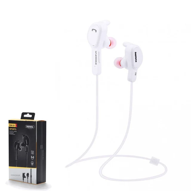 Бездротові Bluetooth-навушники Remax RB-S5 вакуумні спортивні, стереогарнітура, білі