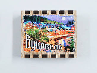 Дерев'яні сірники сувенірні з лазерним вирізом 3D зображення Буковель 1