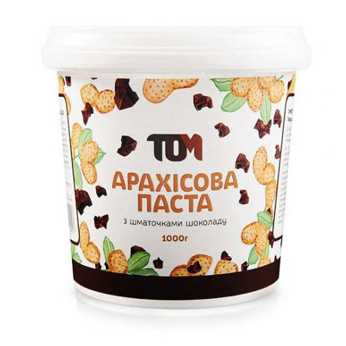 TOM peanut butter Арахісова Паста 1 kg з шматочками шоколаду
