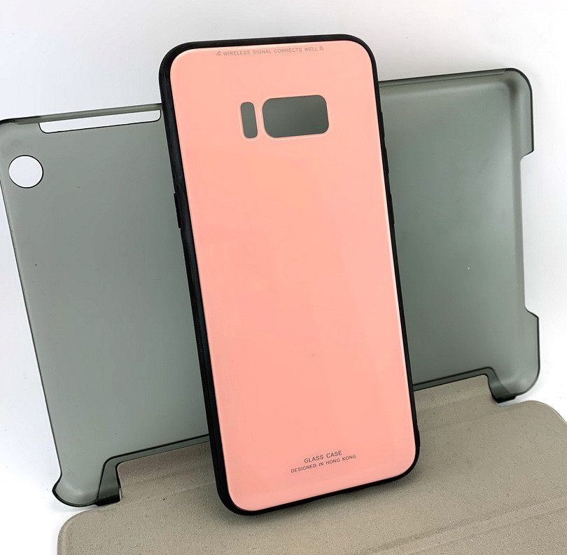 Чохол для Samsung galaxy S8 Plus g955 накладка на бампер протиударний Glass Case рожевий
