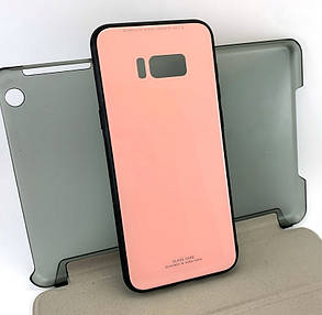 Чохол для Samsung galaxy S8 Plus g955 накладка на бампер протиударний Glass Case рожевий, фото 1