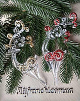 Олени прозрачные с глиттером для новогоднего рукоделия и декора