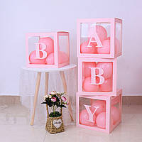 Набір коробок для повітряних куль "BABY". Колір: Рожевий. Размер:30см*30см.