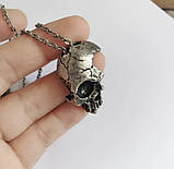 Чоловічий кулон-ланцюжок, череп, з підлогою, прикраси біжутерія бронза намисто з кулоном, фото 2