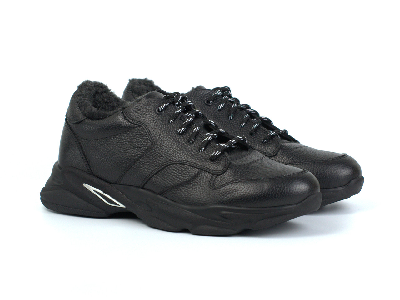 Кроссовки зимние на меху теплые кожаные мужская обувь больших размеров Rosso Avangard Winter ReBaKa Black BS, фото 1