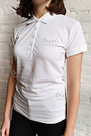 Белая женская рубашка поло с коротким рукавом. Униформа для кафе и ресторанов