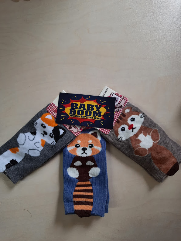 Шкарпетки для дівчаток із тваринками розмір 20-25,25-30,30-35