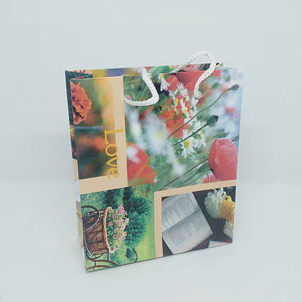 Пакет подарунковий 11х13х4.5 см Макове поле, фото 1