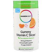 Вітамін С, часточки з терпким апельсиновим смаком, Gummy Vitamin C Slices, Tangy Orange Flavor, Rainbow Light,