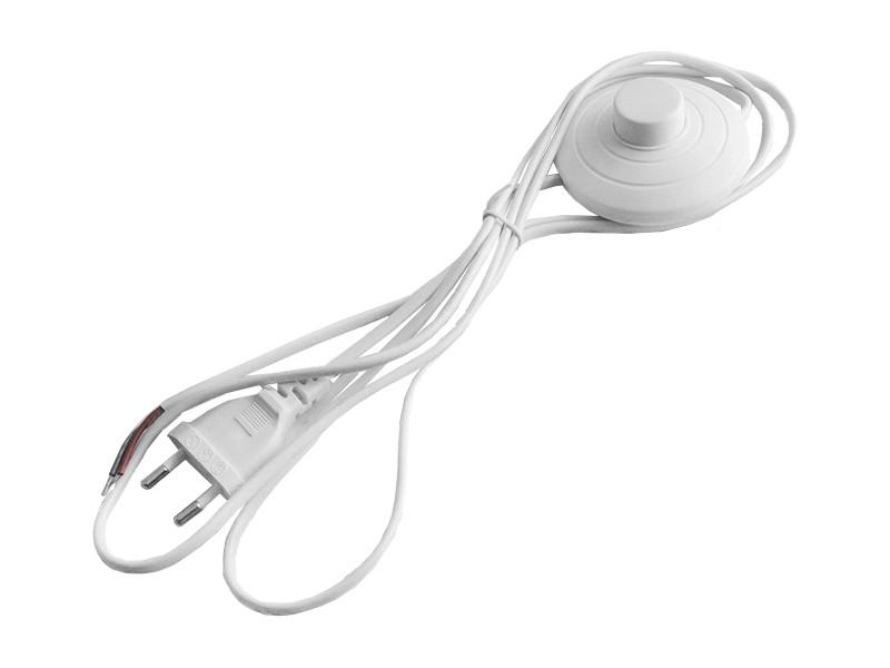 Кабель з плоскою вилкою та ножним вимикачем Lemanso LMA099 1,9 м білий