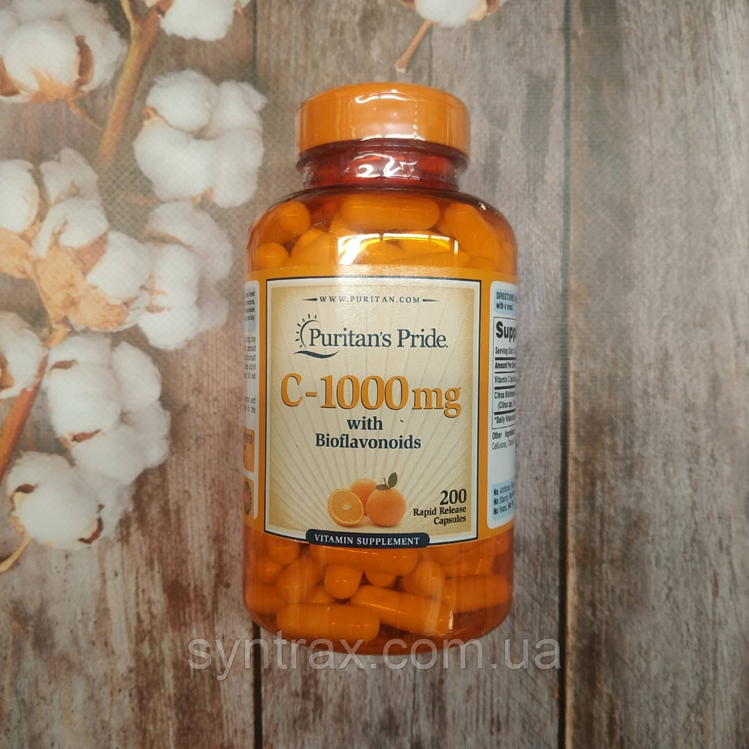 Puritan's Pride Vitamin C-1000 with Bioflavonoids 200 caps, вітамін С пуританс з биофлаваноидами