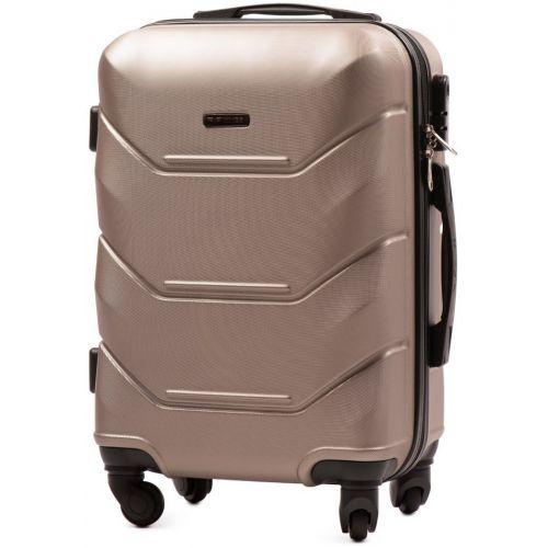 Пластикова маленька дорожня валіза на 4 колесах Wings 147 шампань валіза S чемодан для ручної поклажі