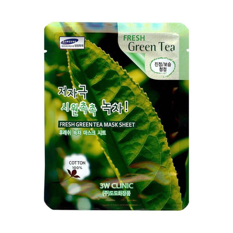 Тканинна маска з зеленим чаєм 3W Clinic Fresh Green Tea Mask Sheet