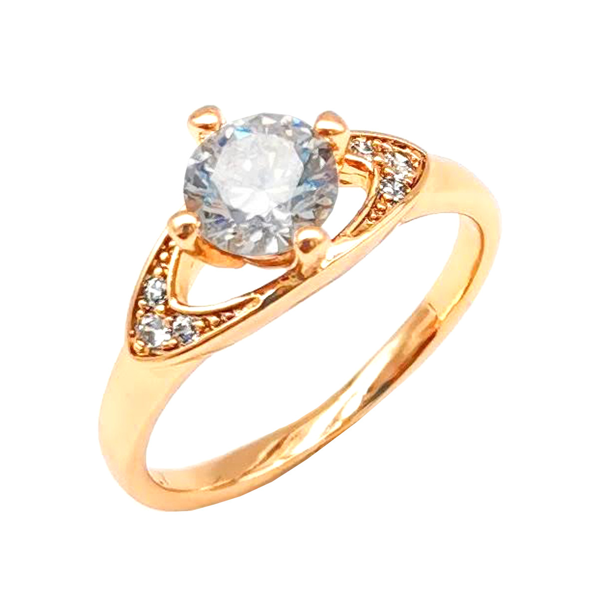 Кільце Xuping з медичного золота, білі фіаніти, позолота 18K, 11912