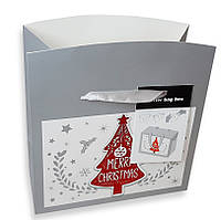 Пакет-коробка подарунковий новорічний 23х16х11 см Merry Christmas 83085 сірий