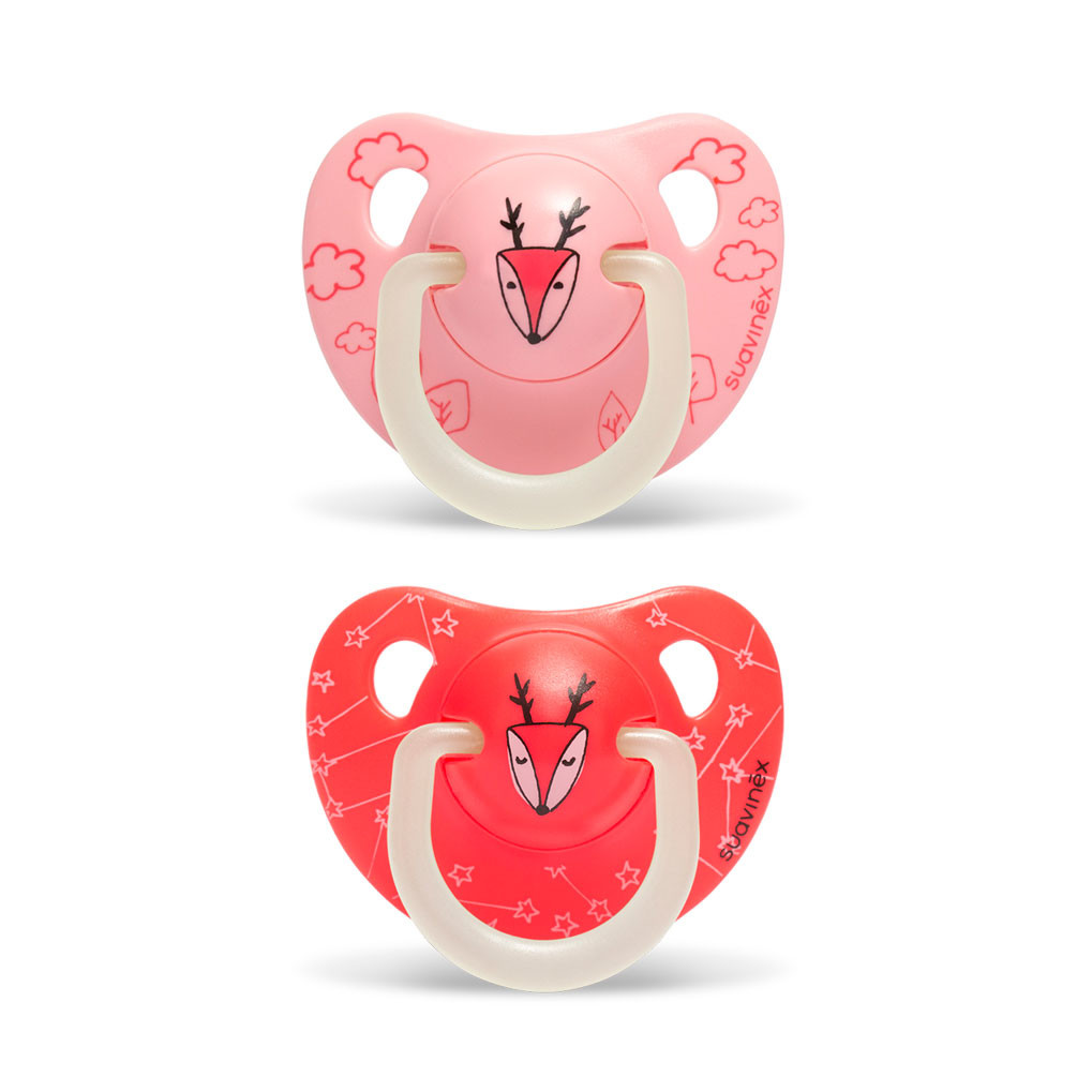 Пустушки анатомічні (набір: 2 шт), 6-18 місяців, нічна Оленятко, фото 1