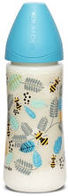 Пляшечка, 360 мл, кругла соска швидкий потік, "Крилаті історії"/блакитна
