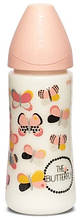 Пляшечка, 360 мл, кругла соска швидкий потік, "Крилаті історії"/помаранчева