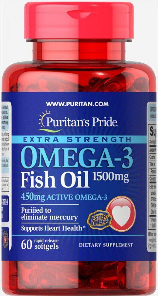 Puritan's Pride Omega-3 Fish Oil 1500 mg, Риб'ячий Жир, (450 mg Active Omega-3) (60 капс.)