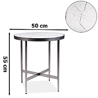Журнальный круглый столик Signal DOLORES C 50х55см под белый мрамор для спальни лофт