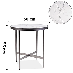 Журнальний круглий столик Signal DOLORES C 50х55см під білий мармур для спальні лофт