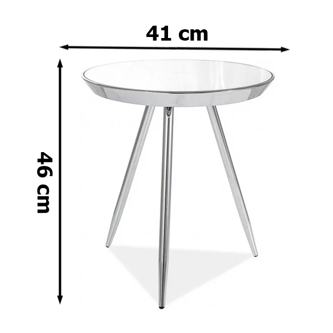 Круглий дзеркальний журнальний столик Signal Bora C 42х46 см на хром ніжках для холу модерн