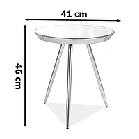 Круглый зеркальный журнальный столик Signal Bora C 42х46 см на хром ножках для холла модерн
