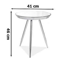 Круглий дзеркальний журнальний столик Bora C 42х46 см на хром ніжках для холу модерн